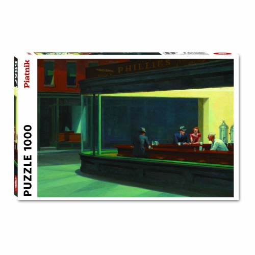 Puzzle Piatnik "Edward Hopper - Nighthawks", 1000 piese, dimensiune 68 x 48 cm, produs in Austria Puzzle Piatnik "Edward Hopper - Nighthawks", 1000 piese, dimensiune 68 x 48 cm, produs in Austria